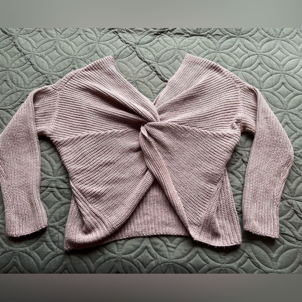 Knit Twist-Back Sweater - Mauve purple size L-XL